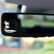 Pegatinas de silueta de árbol de coco de playa, adecuadas para pegatinas de decoración del interior del automóvil, hermosas pegatinas de silueta de playa y árbol de coco para el espejo retrovisor del automóvil, pegatinas de decoración del hogar - Pegatinas decorativas - Ver 1
