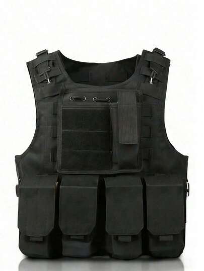 1pc Outdoor Tactical Vest - Multi-Functional Protective Combat Vest, Outdoor Portable Sports Vest,Wear-Resistant Oxford Fabric With Molle Panels, Adjustable Shoulder & Waist Straps, Breathable Mesh Back, Quick-Release Buckles, Plate-Ready Design & Multiple Utility Pouches; Lightweight, Water-Resistant Edc Chest Rig For Trekking, Hiking, Airsoft, Paintball, Military Training, Security & Search-And-Rescue; Unisex Adults,Valentine's Day Gifts,Father's Day Gifts, Anniversary Gifts