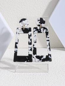 1 Pair Geometric Acrylic Stud Earrings - Multicolor - View 1