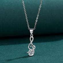 1 pieza Collar con colgante de nota musical de acero inoxidable, joyería de diseño elegante y de lujo de moda como regalo - collar de nota musical - Ver 3