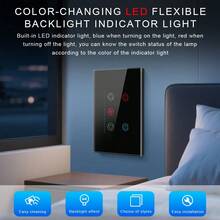 US Standard WiFi Fan And Light Switch Combo – 2-In-1 Smart Control, Works With Alexa/Smart Life/Tuya, APP Remote Dimmer & Fan Speed Adjustable 1%-100%, Timer & Schedule, Tempered Glass Panel, LED Backlight, Neutral Wire Required, 600W Light + 150W Fan - Multicolor - View 6