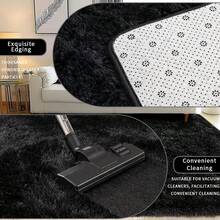 eluckya Plush And Thick Long-Pile Carpet, Super Soft And Comfortable Rug, Non-Slip Thick Pile Carpet, Suitable For Bedrooms, Living Rooms, Bathrooms, Dorm Rooms, Room Decor, Kitchen Essentials, Family Gatherings, Valentine's Day, Birthday Parties, Home Decor, Bedroom Decor. - 黑色 - 查看 8