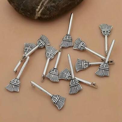 10pcs,Fashion Broom-Themed Pendant Is Suitable For Diy Jewelry Such As Bracelets, Necklaces And Accessories For Jewelry-Making