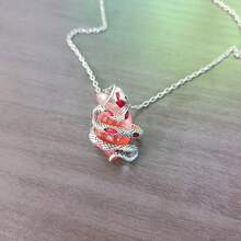 1pc Gothic Dark Style Personalized Exaggerated Snake Wrapped Resin Heart Pendant Adjustable Copper Necklace, Gift, Vacation Style, Party, Nightclub, Casual Daily Wear - Snake - View 3