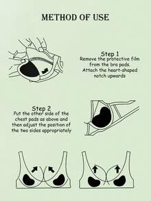 2片/套 加厚自粘隐形胸垫，防水防滑，适用于比基尼、泳装、露背连衣裙、日常内衣 - 杏色 - 查看 6