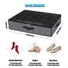 1个可折叠床底鞋盒，布艺鞋盒，带透明盖、窗口和2个提手 - 彩色 - 查看 3