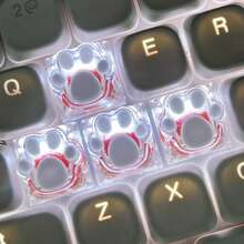 4pcsPersonalized Glue-On Transparent And Translucent Nail Art Featuring Cute Cat Paw Keys, Cartoon Office Cross Shaft Mechanical Keycaps, DIY. - View 14