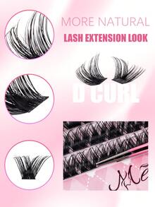 MEM 384pcs D Curl Fluffy Single Cluster False Eyelashes, Large Capacity Soft Natural Style, Long-Lasting Voluminous Mixed Lash Set, Suitable For Beginners DIY Makeup, Ideal For Daily Wear, Wedding, Party, Cosplay And Music Festival - Black - View 7