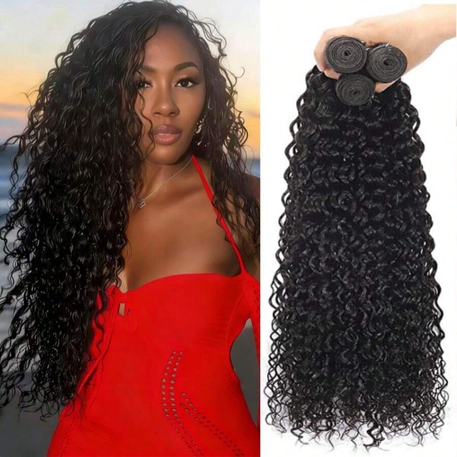 ZHENDEFA Water Wave Human Hair Bundles Unprocessed Brazilian Wet And Wavy Hair Bundles Water Wave 1/3/4 Bundles Human Hair Extensions For Women