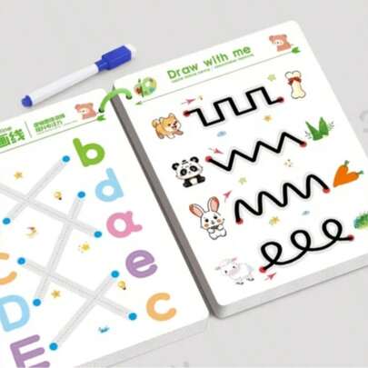 1 Libro de ejercicios de desarrollo integral del cerebro - Control de bolígrafo y libro de educación de dibujo | Aprende habilidades de escritura, pegatinas de escritura reutilizables para niños, regalo de vuelta al colegio, regalo de cumpleaños, Navidad, Acción de Gracias y otros 11 regalos festivos (bolígrafo y borrador no incluidos)