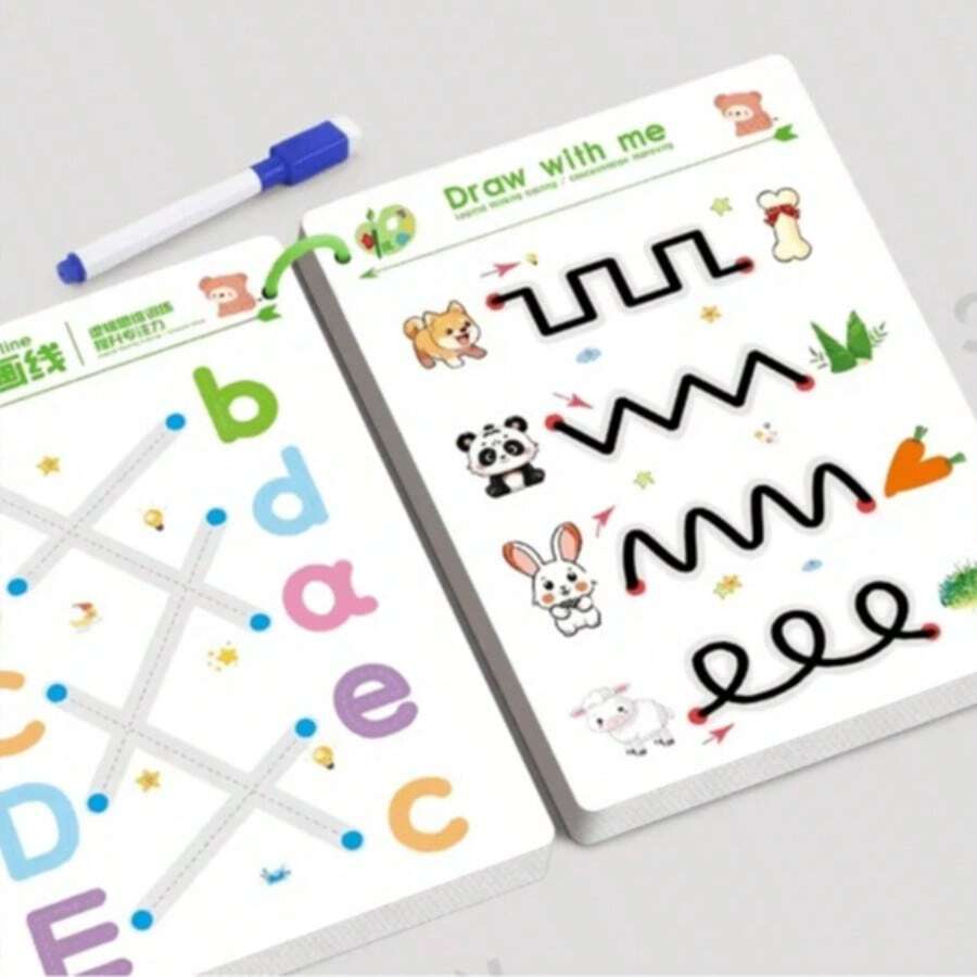 1. 全脑开发训练阅读与写作练习册 - 控笔与绘画教育书籍 | 学习写作技巧，可重复使用的儿童写作贴纸，返校礼物，生日礼物，圣诞节，感恩节及其他11个节日礼物（不含笔和橡皮） - 彩色 - 查看 1