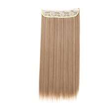 Extensiones de cabello invisibles de una pieza, pelo largo sintético liso de 24 pulgadas, 5 Clips, postizo negro y marrón para mujer 3VIE - 12M613 - Ver 2