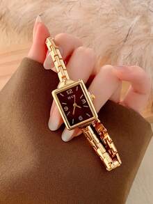 1pc Women's Oval Quartz Watch, Gold Color, Elegant & Fashionable, Suitable For Daily Wear, Birthday/Graduation Gift, Casual Gathering And Party - Gold - View 4