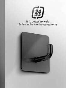 No Drill Stainless Steel Strong Adhesive Bathrobe Towel Hook, Wall Mounted Key Holder, Bathroom Kitchen Accessories Hanger Rack, Rust-Proof Shower Hanging Door, Small Storage Hook, No Nails Required - Black - View 7