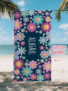Personalized Children's Beach Towel, Perfect Summer Birthday Gift, Suitable For Various Summer Occasions. Customizable Beach Towel And Accessories, Applicable For Beach, Swimming Pool, Travel, Camping, Yoga And Other Scenarios. - Multicolor - View 10