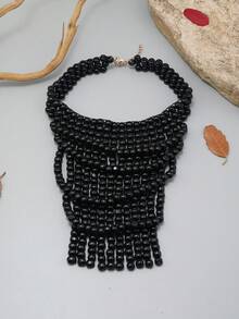 European And American Fashion Multi-Layer Long Tassel Necklace With Wooden Beads - Butterfly - View 1