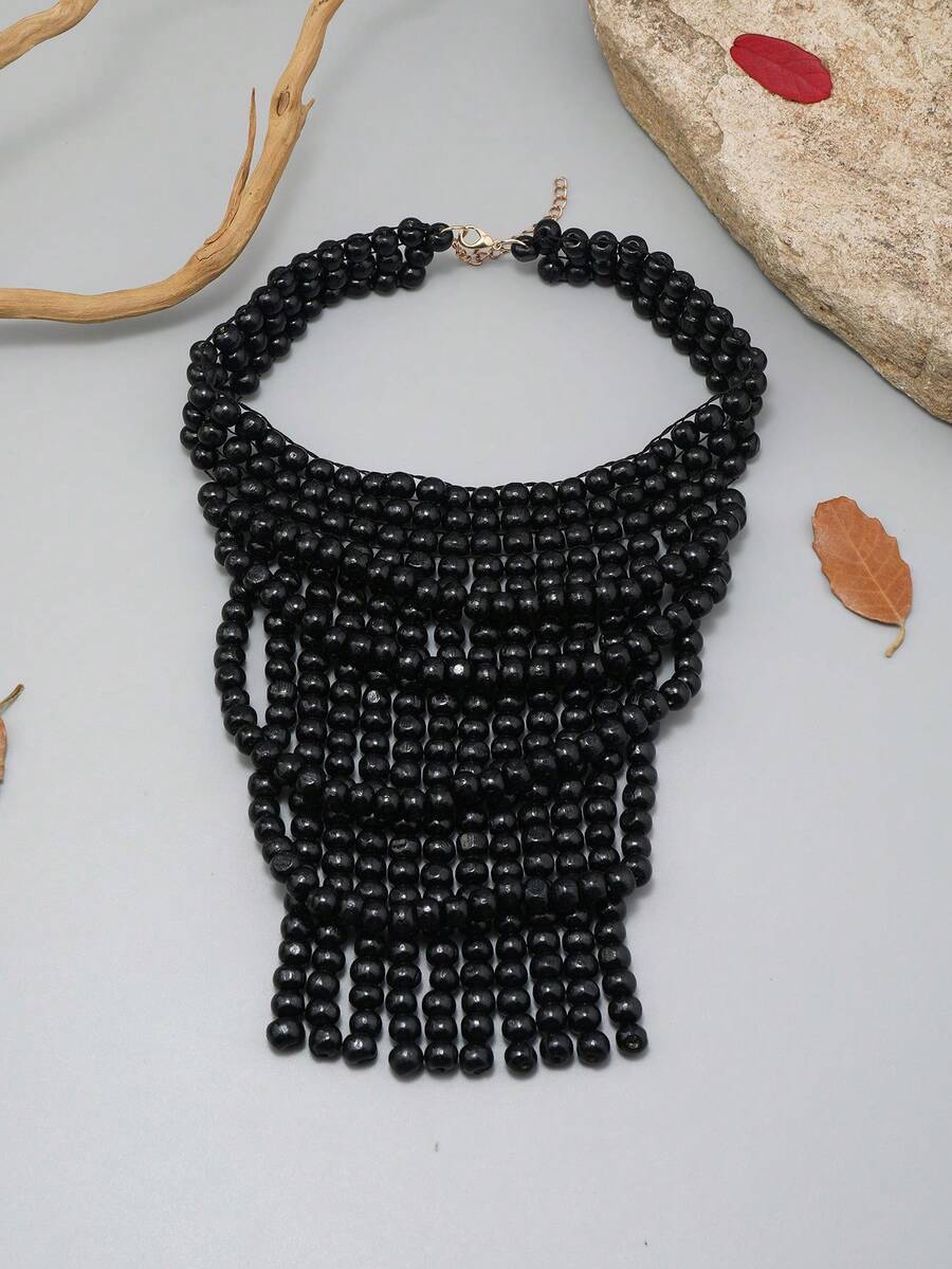 European And American Fashion Multi-Layer Long Tassel Necklace With Wooden Beads - Butterfly - View 1
