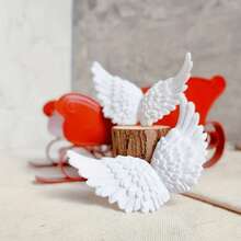 2件套白色天使翅膀装饰品 - 轻盈的吹塑塑料材质，羽毛设计精美，适用于婚礼、派对 - DIY礼物和活动装饰，无需用电，婚礼配件，优雅设计，装饰品 - 均碼 - 查看 7