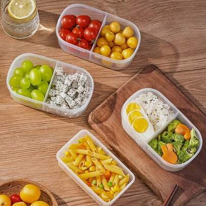 1pc Multifunctional Food Storage Container, Double-Layer Spice Organizer Box, Suitable For Fruits, Seasonings, Herbs, Leak-Proof Seal, Microwave , Reusable, Easy To Clean, Ideal For Kitchen, Outdoor Camping, Office, Student Lunch Box