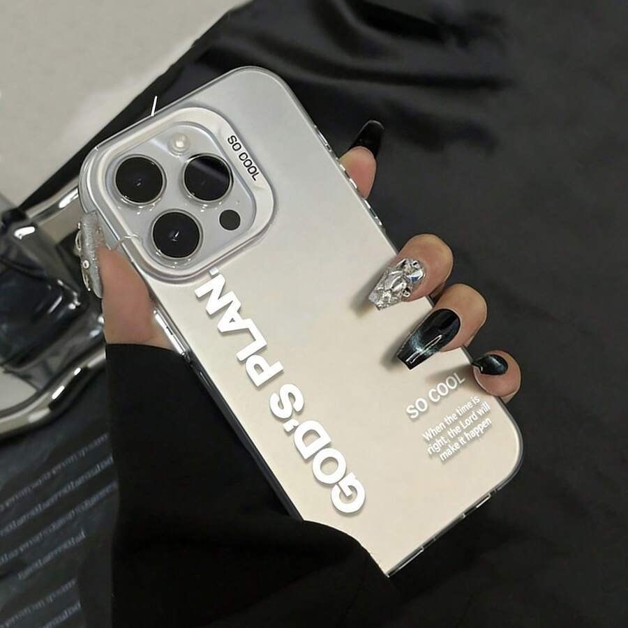 1pc Bible Verse Graphic Phone Case, Shock-Proof Protective Cover, Suitable For IPhone 16 Pro Max/15/14 Plus/13/12/11 - Multicolor - View 1