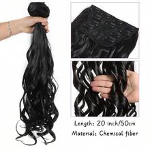Synthetic Clip In Long Straight Hair Extensions Black Brown Blonde Heat Resistant Hair Extensions 4 Pcs Roman Curly Hair Pieces For Women Daily Party Use - Multicolor - View 7