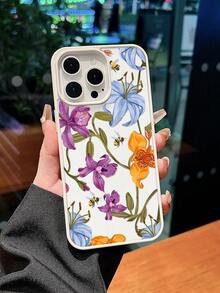 1 Piece Of Flower Bee Design Pattern Phone Case Suitable For IPhone 17 Pro Max/17 Pro/16 Pro Max/16 Pro/16/15 Pro Max/15 Pro/15/14 Pro Max/14/13 Pro Max/13 Pro/13/12 Pro Max/12 Pro/12/11 Series - White - View 1