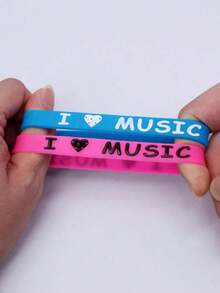 4pcs Multi-Color Combination "I Love Music" Waterproof & Durable Silicone BraceletWomen's Minimalist Bracelet & Bangle, Exquisite & Fashion Design, High-Quality Texture, Brighten Skin Tone & Slim Wrist Look, Unique Non-Repetitive Style, All-Match For Daily Wear, Commute, Vacation, Party, Banquet & Bridal Jewelry, Perfect Gift For Birthday, Best Friend, Valentine's Day And Mother's Day - 彩色 - 查看 7