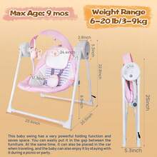 Folds Slim Smart Baby Swing – Ultra-Compact, Travel-Friendly & Adaptive Soothing Station | Perfect Baby Shower Gift - Pink - View 6