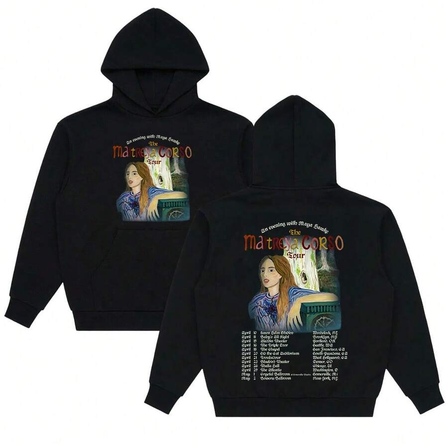 Maya Hawke MAITREYA CORSO Tour Hoodies Graphic Hoody Men Women Casual Aesthetic Y2K Pullovers Fashion Men Oversized Sweatshirts - 黑色 - 查看 1