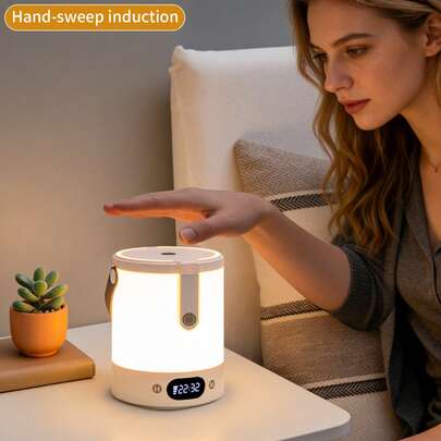 Rechargeable LED Night Light With Time Display, Hand Sweep Sensor/Remote Touch USB Charging Small Nightlight, Dimmable Bedside Lamp Suitable For Midnight Feeding, Eye Protection, Bedroom Sleep, Reading Room