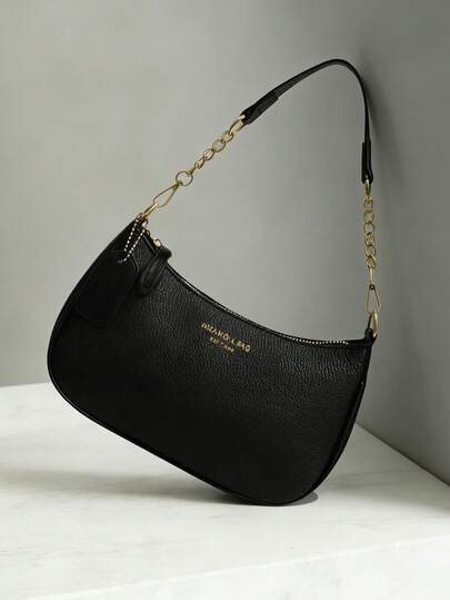 This Fashionable, Classic And Versatile Letter Graphic Design Solid Color PU Waterproof Material Crescent-Shaped Shoulder/Underarm Bag Is Suitable For Shopping And Can Be Worn Crossbody.