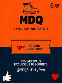 女款時尚鋼頭防砸工作鞋 透氣厚底戶外休閒鞋 工業建築防穿刺靴 全季適用 - 黑色 - 查看 8