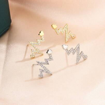 Korean Sparkling Zirconia Crawler Flower Earrings, Elegant Silver Crystal Statement Earrings, Jewelry Gift For Women