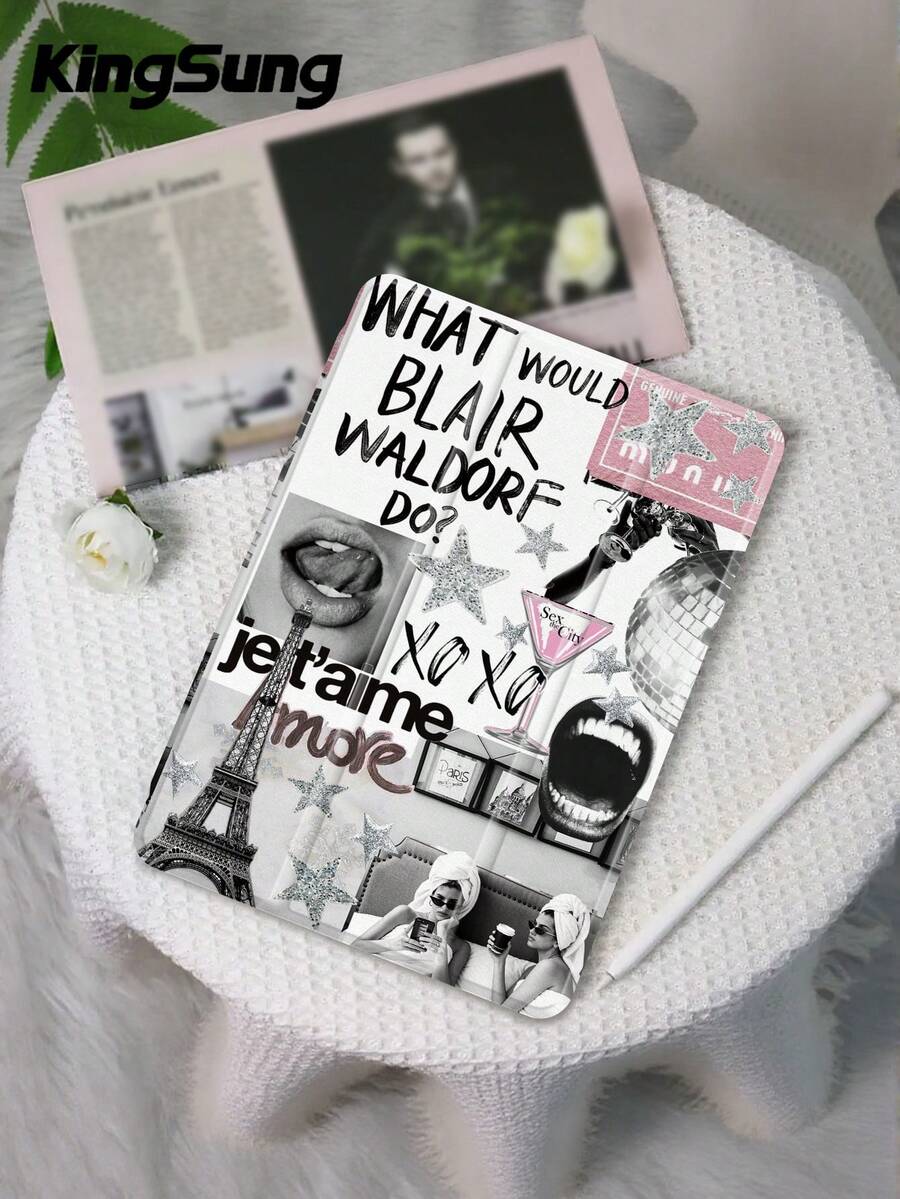 Kingsung 个性化都市拼贴图案平板电脑保护套，兼容 iPad 9.7/10.2/10.5/10.9/12.9/Pro 11（第十代），兼容三星 Galaxy Tab S6 Lite 10.4 英寸，兼容 Kindle Paperwhite 第十二代（2024 年款），Kindle 第十一代（2022 年款），Kobo Clara Colour，柔软防摔保护，智能支架/自动唤醒/睡眠功能