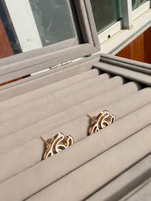 2 đôi bông tai rỗng tráng men thanh lịch mới dành cho nữ - Vàng - Xem 1