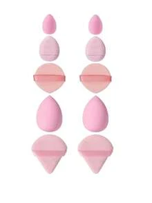 Set de herramientas de maquillaje de 5/10/20/30/40/50 piezas, incluye: 10 piezas de esponjas para base de maquillaje líquida + 10 piezas de esponjas mini para base de maquillaje líquida + 10 piezas de borlas triangulares para polvos (para polvos sueltos y fijación) + 10 piezas de borlas de cojín de aire (para maquillaje facial) + 10 piezas de mini borlas de cojín de aire (para corrector) - Rosa - Ver 12