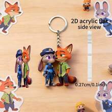 Móc khóa acrylic 2D phẳng "Judy và Nick đội mũ" - In rõ nét, bền, thích hợp để trang trí ba lô - Hình ảnh 2D phẳng, lý tưởng làm quà tặng ngày lễ, trang trí nhà cửa và quà tặng cho người hâm mộ. - Nhiều màu - Xem 2