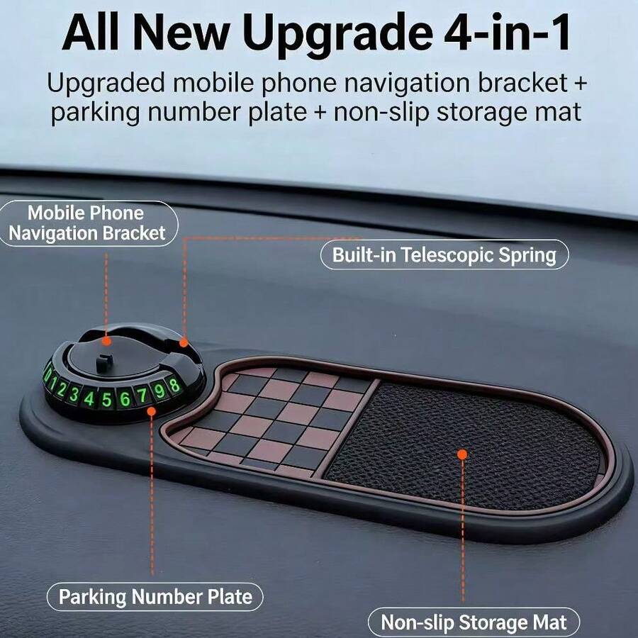 Multi-Functional Car Anti-Slip Mat With Phone Holder, Universal Dashboard Non-Slip Pad With Phone Stand, Fashion Glasses Storage, Parking Card And Storage Tray, An All-In-One Car Dashboard Organizer For Navigation, Phone, Glasses And Small Items, Durable Non-Slip Silicone Pad Suitable For Most Vehicles, Neat And Orderly Dashboard Storage Solution - A - View 1