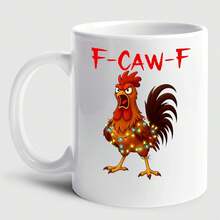 Caneca de café de cerâmica personalizada com galo engraçado, caneca de café branca com galo "Caw-F" divertido, 325ml/445ml, nome personalizável, caneca com tema de galo maluco e humorístico, presente para homens, mulheres, colegas de trabalho e amigos. - Caneca Corvo nº 3 - Ver 1