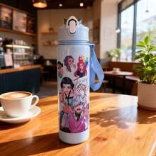 Kpop恶魔猎人女团卡通可爱图案手持吸管杯，学生健身便携水瓶 - 彩色 - 查看 7