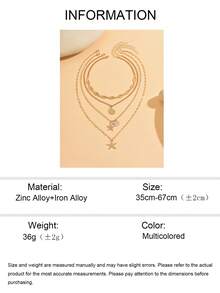 Set de 4 collares hechos a mano con conchas, diseño de colgante de estrella de mar y conchas de múltiples capas, adecuado para vacaciones en la playa, uso diario y fiestas, longitud de cadena ajustable - Multicolor - Ver 5