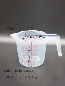 3pcs Plastic Baking Measuring Cups With PVC Scale, Capacity 8.45oz, 16.91oz And 33.81oz, Transparent High Precision Multi-Function Measuring Cups, Kitchen Tools - Multicolor - View 2