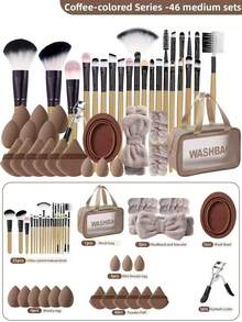46pcs Makeup Brush And Makeup Sponge Including 25pcs Makeup Brush Set Soft Makeup Brush Sets Cosmetic Brush Eyeshadow Brush Eyebrow Brush Dual Purpose Makeup Brush Foundation Brush Power Makeup Brush Blush Brush Concealer Brush Highlighter Brush Ultra-Soft Premium Synthetic Hair For Daily Makeup On Face - Multicolor - View 12