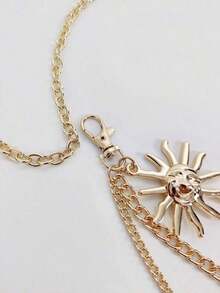 1pc Women's Fashionable Gold Metallic Sunflower Chain Waist Belt, Casual Tassel Flower Body Chain Accessory Fall, Autumn, Halloween - 金子 - 查看 5