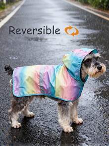 1 pieza Impermeable reversible para perros, chaqueta impermeable para mascotas, lavable a máquina, correas ajustables para razas pequeñas a grandes - Multicolor - Ver 3