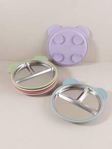 1pc Strong Suction Baby Plate 2-In-1, Detachable 304 Stainless Steel Inner Liner + Heat-Resistant Silicone Outer Shell, Bear-Shaped Non-Slip Toddler Suction Plate - Multicolor - View 10