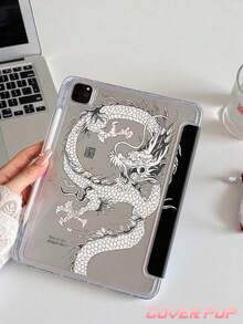 黑龙图腾平板电脑保护套，兼容 iPad Air 11 英寸 M3 2025/M2 2024、Air 8 2026（11/13 英寸）、Air 第五代 2022、(A16) 11 英寸第十一代 2025、Galaxy Tab、Kindle Paperwhite 第十二代 2024。透明背板，时尚图案保护套，自动休眠/唤醒功能，气垫保护，适合送礼和办公使用。 - 彩色 - 查看 5