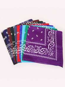 4pcs Polyester Cashew Flower Bandana, Unisex Hiphop Outdoor Cycling Headwrap Scarf - Dark Color Combination - View 3