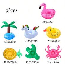 一套充气火烈鸟杯架，4种款式，PVC材质，适用于泳池派对、沙滩游戏、游泳等场合，充气饮料杯架 - 充氣飲料杯架 - 查看 8