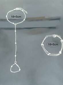 2 chiếc nhẫn đeo tay kiểu dáng tối giản, đính hạt, dạng dây xích, đa năng, thích hợp đeo hàng ngày và đi mua sắm (Làm thủ công, số lượng ngẫu nhiên, tránh tiếp xúc với nước) - Bạc - Xem 5